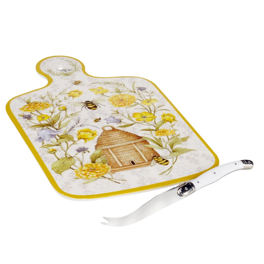 Bee Sweet | Melamine Cheese Plate + Stainless Steel Knife