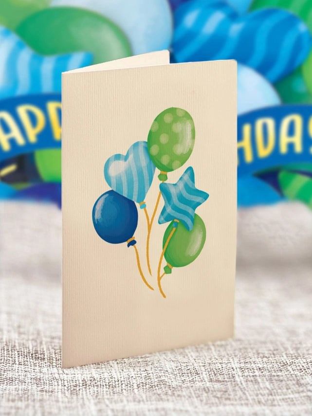 Mini Blue Birthday Balloons | Pop-Up Greeting Card (NEW ARRIVAL)