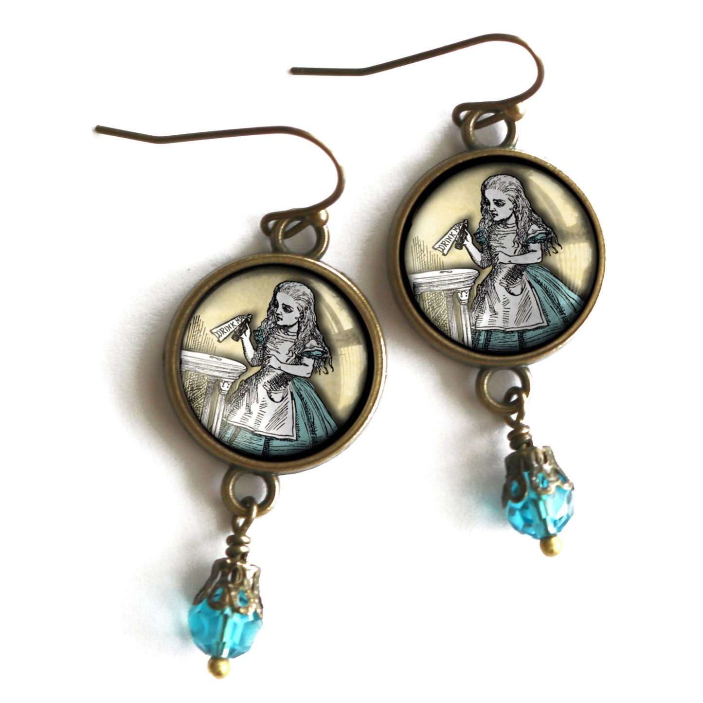Alice In Wonderland | Glass Cabochon Earrings