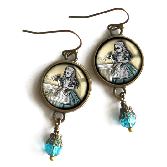 Alice In Wonderland | Glass Cabochon Earrings