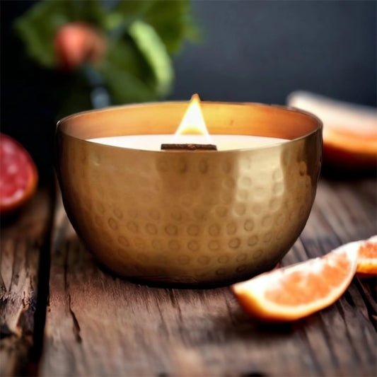 Grapefruit & Cardamom Tea - Soy Wax Brass Candle 14oz