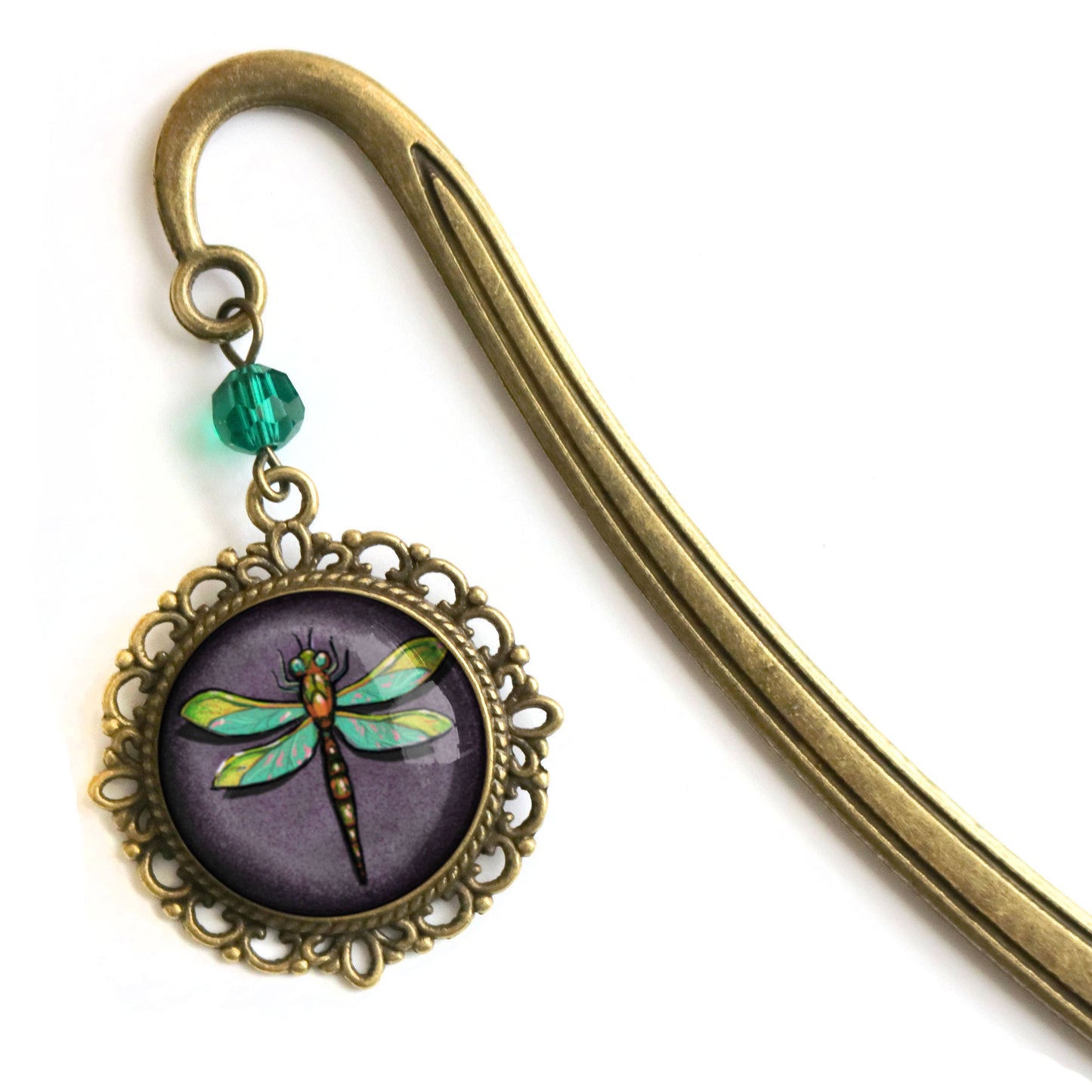 Purple Dragonfly | Glass Cabochon Bookmark