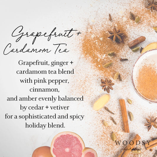 Grapefruit & Cardamom Tea - Soy Wax Brass Candle 14oz