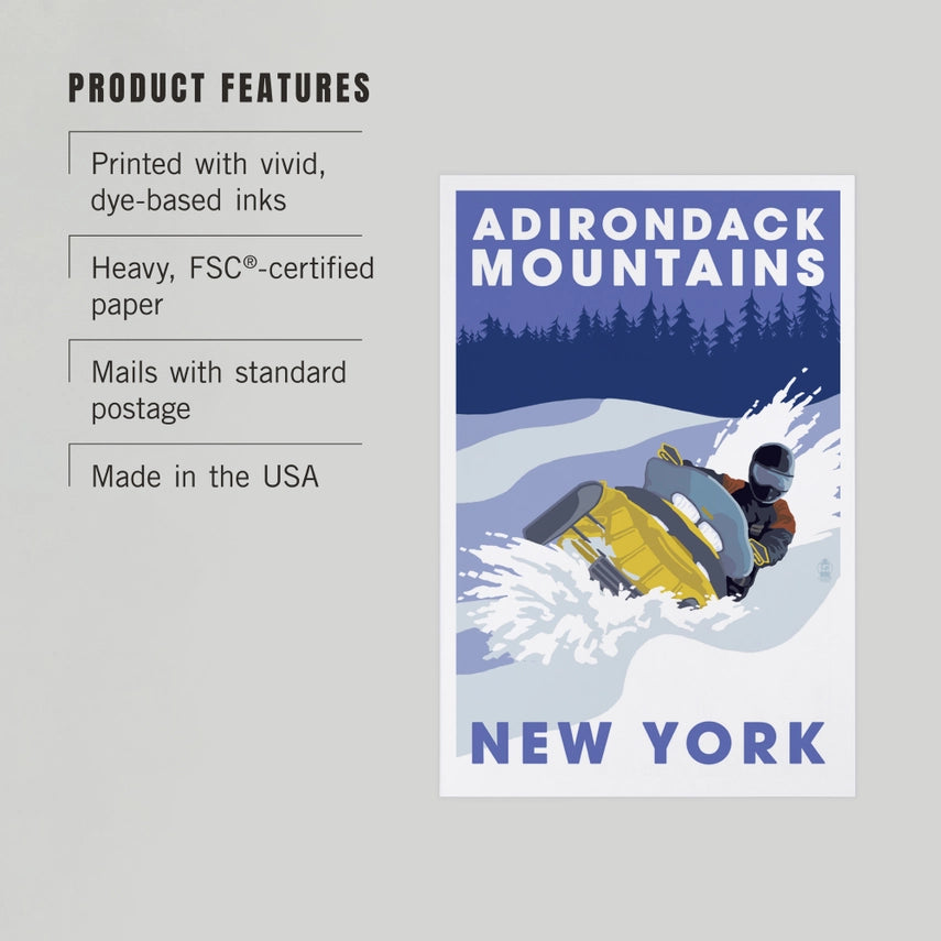 Snowmobile, Adirondack Mountains, NY - Premium Postcards