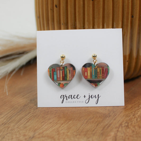 Book Heart | Acrylic Earrings