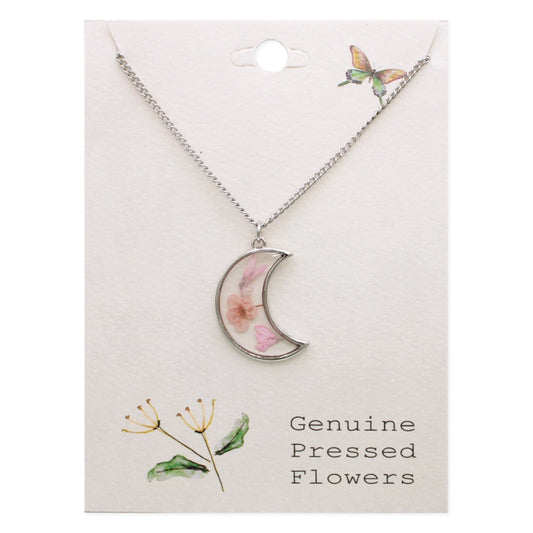 Pink Silver Moon | Dried Flower Necklace