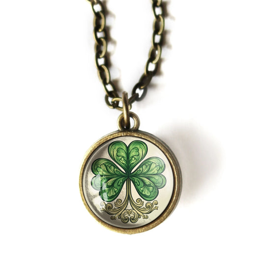 Classic Shamrock Simple Reversible St Patrick's Day Necklace