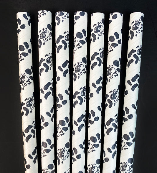 Cow Paper Milkshake Straws 100cnt