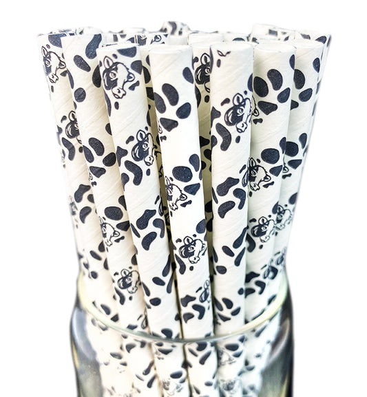 Cow Paper Milkshake Straws 100cnt