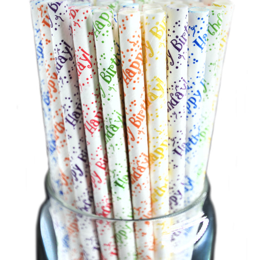 Happy B-Day Paper Straws 100cnt