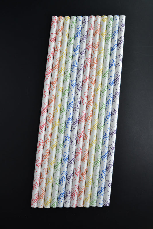Happy B-Day Paper Straws 100cnt