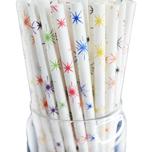 Rainbow Starburst Paper Straws 100cnt