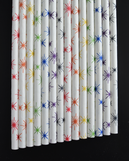 Rainbow Starburst Paper Straws 100cnt