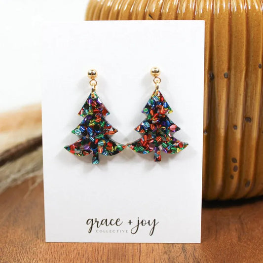 Glitter Christmas Tree | Acrylic Earrings