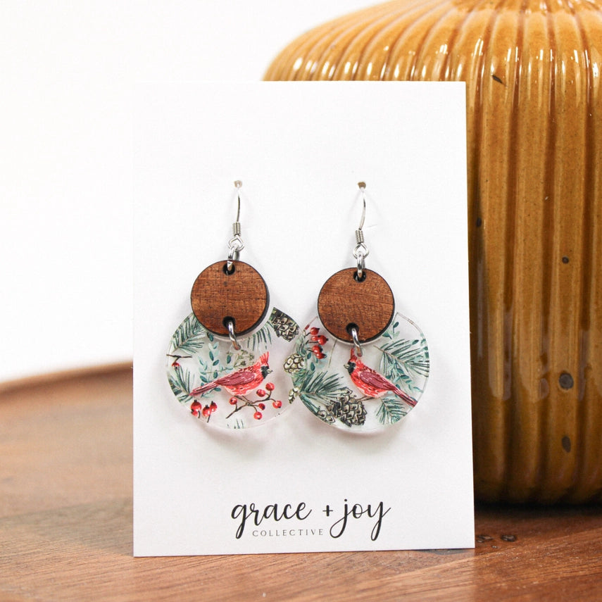 Winter Cardinal | Acrylic Earrings
