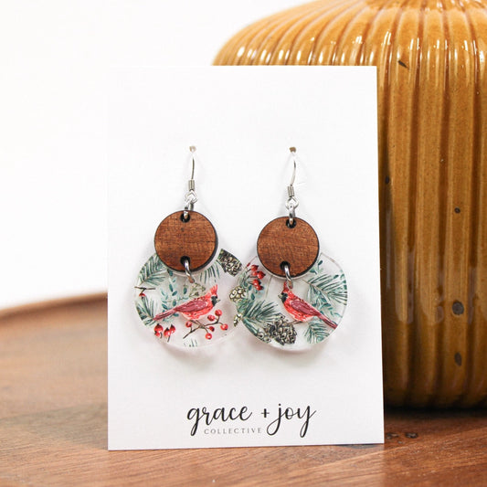 Winter Cardinal | Acrylic Earrings