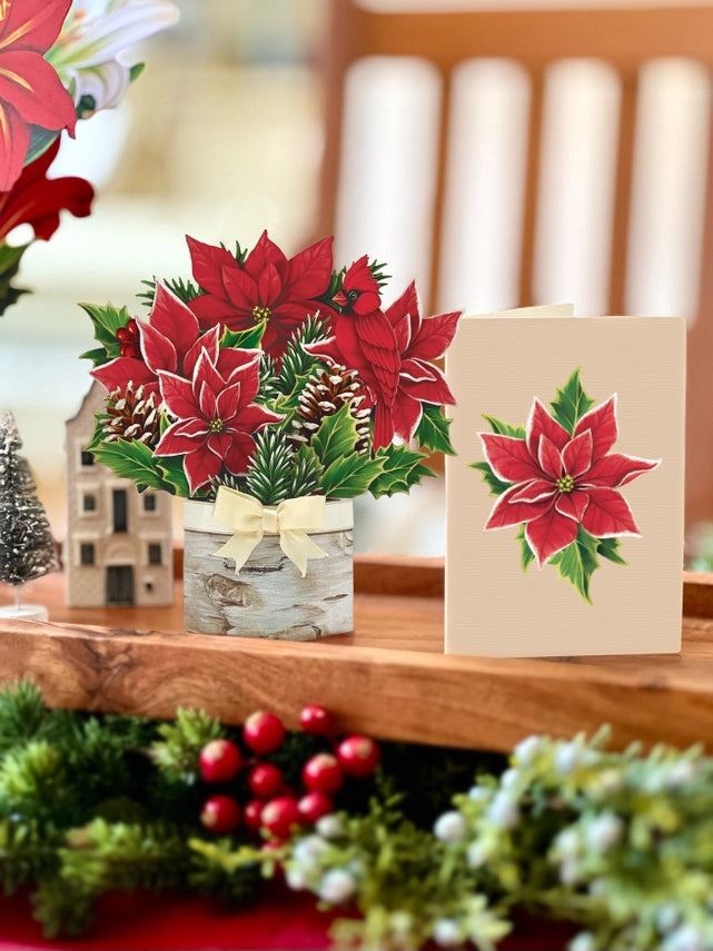 Mini Birch Poinsettia | Pop-Up Greeting Card