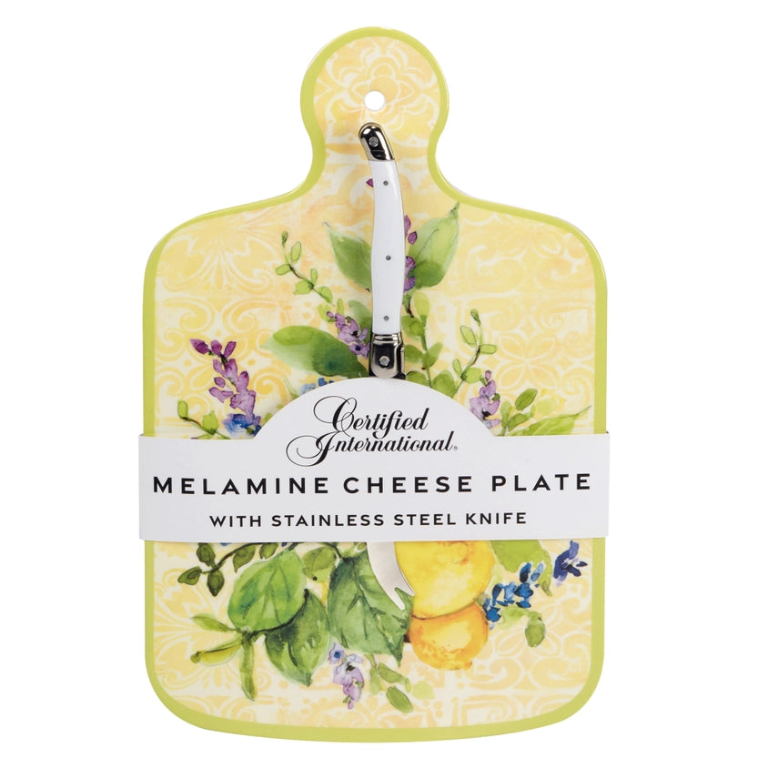 Lemon Zest | Melamine Cheese Plate + Stainless Steel Knife