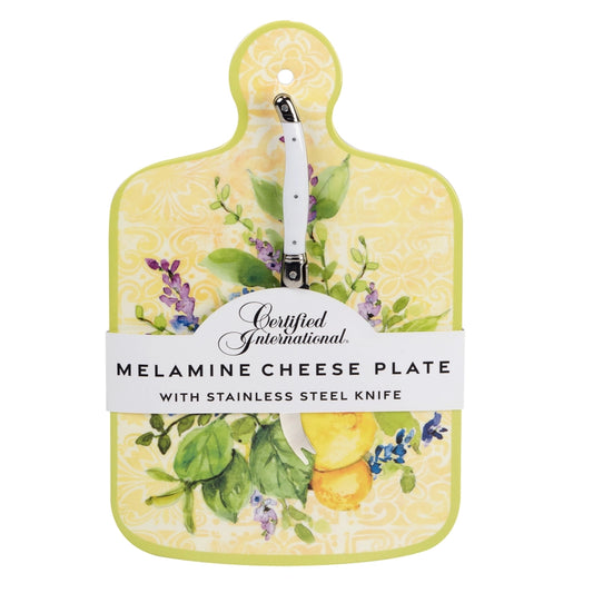Lemon Zest | Melamine Cheese Plate + Stainless Steel Knife