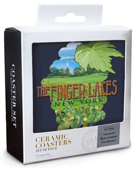 Ceramic Coaster - Finger Lakes, NY, Vineyard