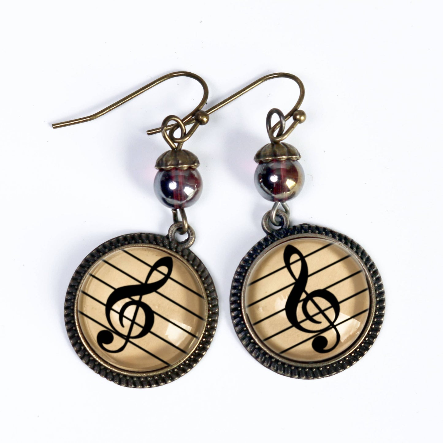 Treble Clef | Glass Cabochon Earrings