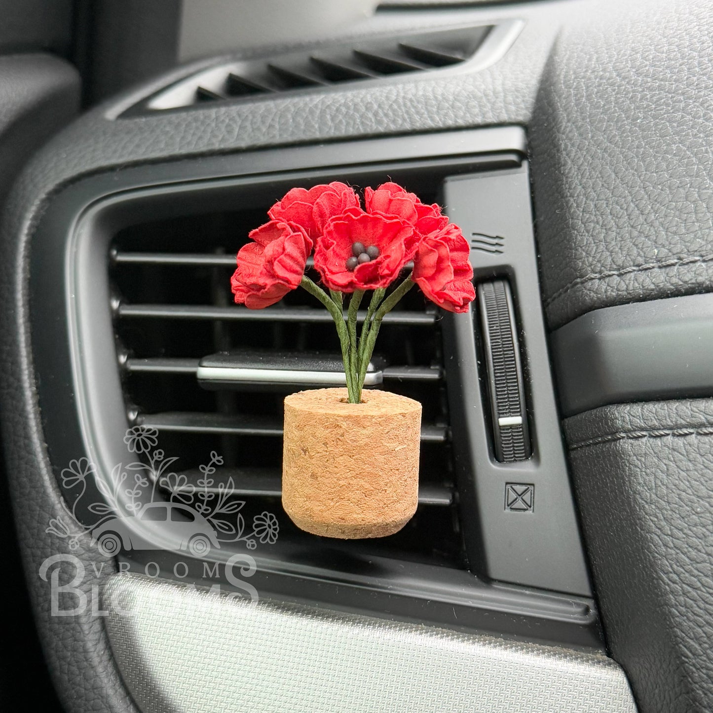Red Poppies Car Vent Clip Diffuser | Vroom Blooms