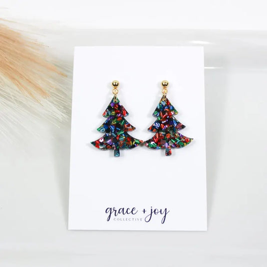 Glitter Christmas Tree | Acrylic Earrings