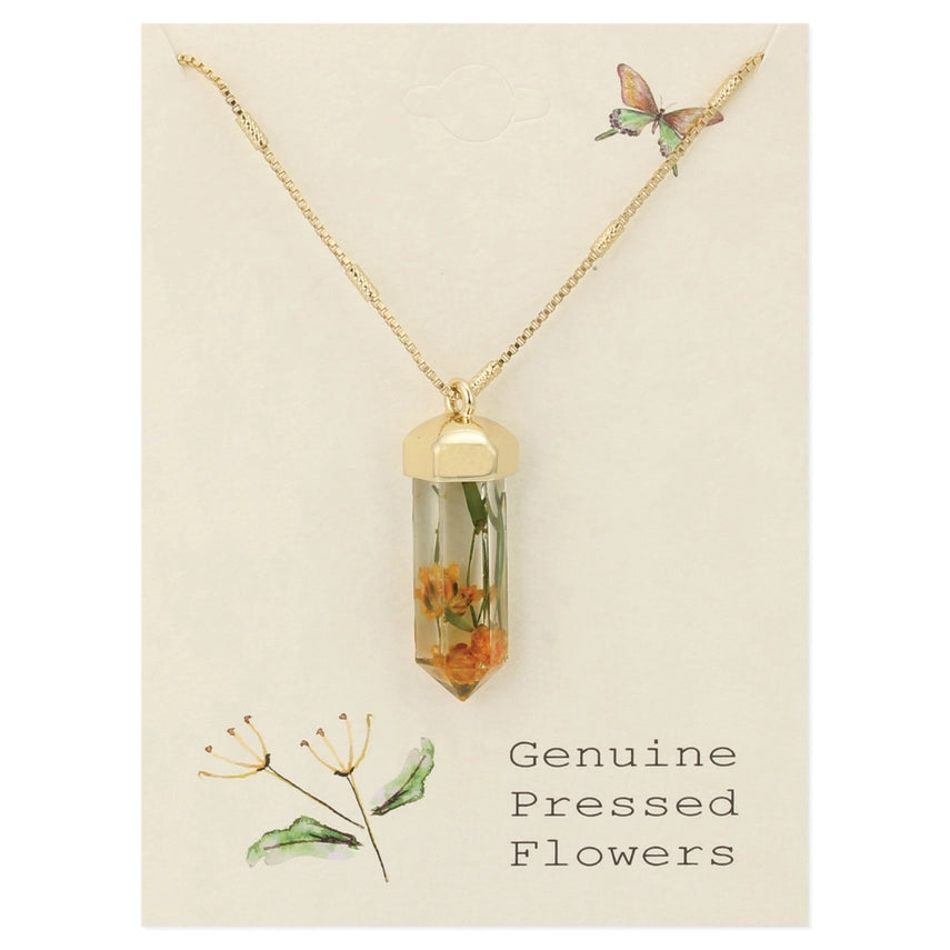 Yellow Baby's Breath Crystal | Dried Flower Necklace