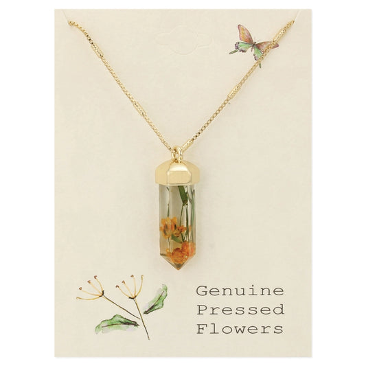 Yellow Baby's Breath Crystal | Dried Flower Necklace