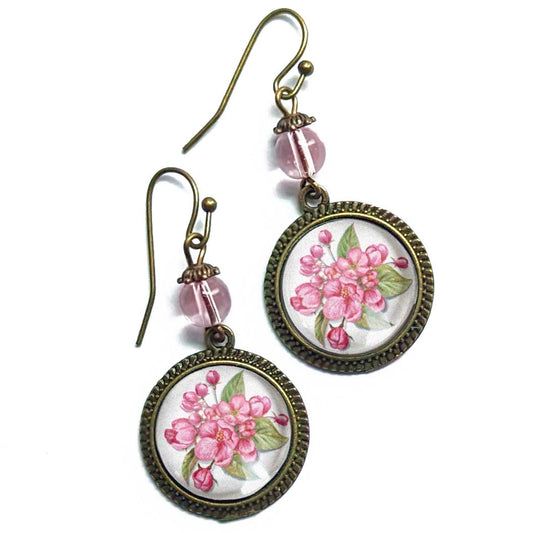 Cherry Blossom Earrings W/ Pink Bead