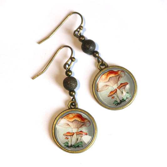 Chantarelle Mushrooms | Glass Cabochon Earrings