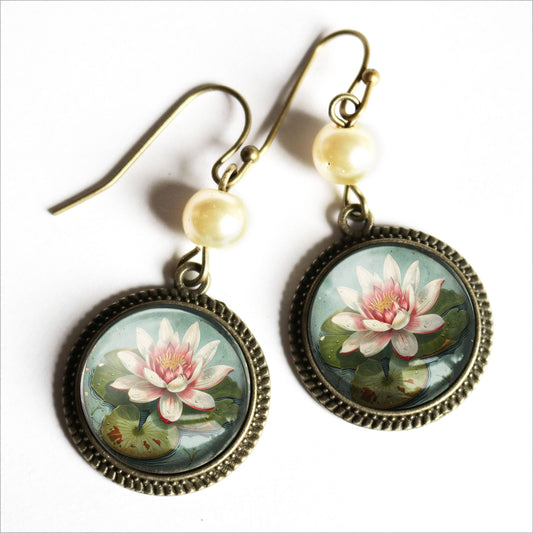Waterlily | Glass Cabochon Earrings