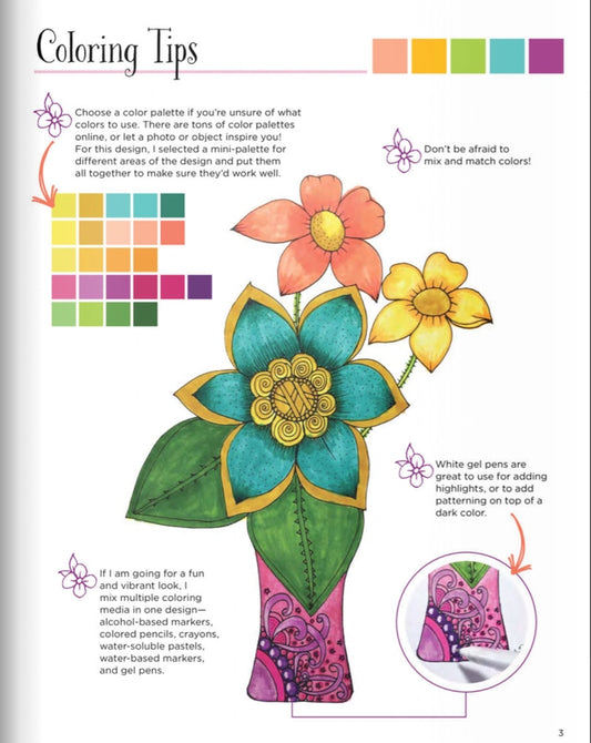 KC Doodle Art: Beautiful Blooms Coloring Book