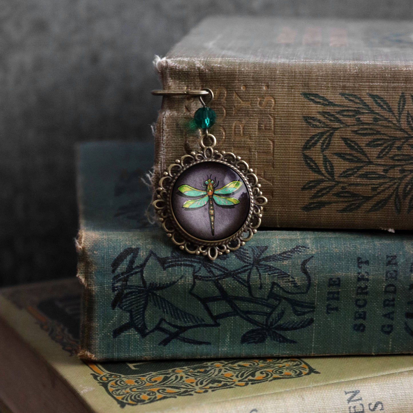 Purple Dragonfly | Glass Cabochon Bookmark