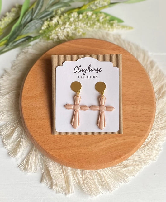 Blush Cross | Clay Earrings