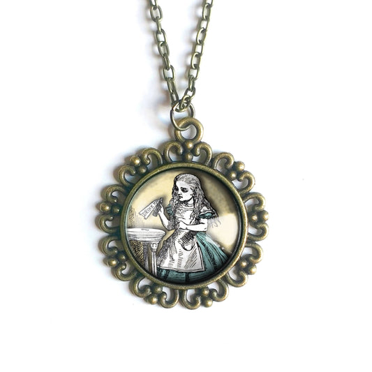 Alice In Wonderland "Drink Me" Ornate Pendant Necklace