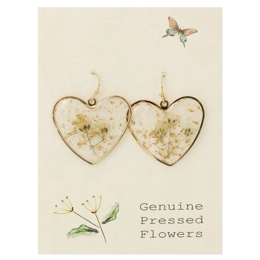 Queen Anne's Heart | Dried Flower Earrings