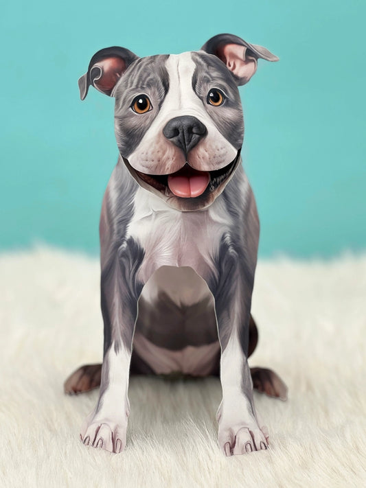 Gray Pitbull | Pop-Up Greeting Card