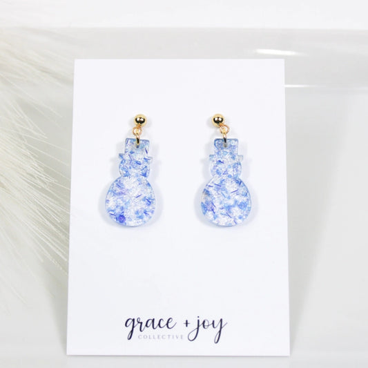 Blue Snowman | Acrylic Earrings