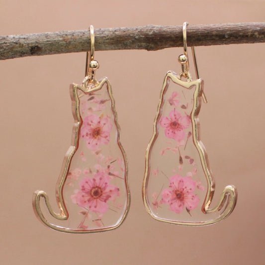 Feline Friend | Dried Flower Earrings