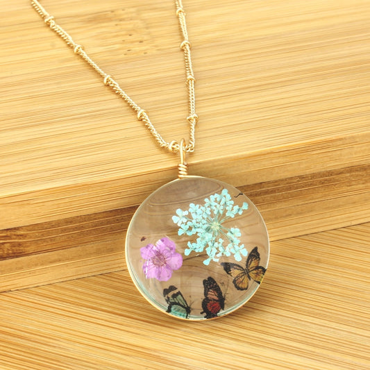 Floral Butterfly | Dried Flower Necklace