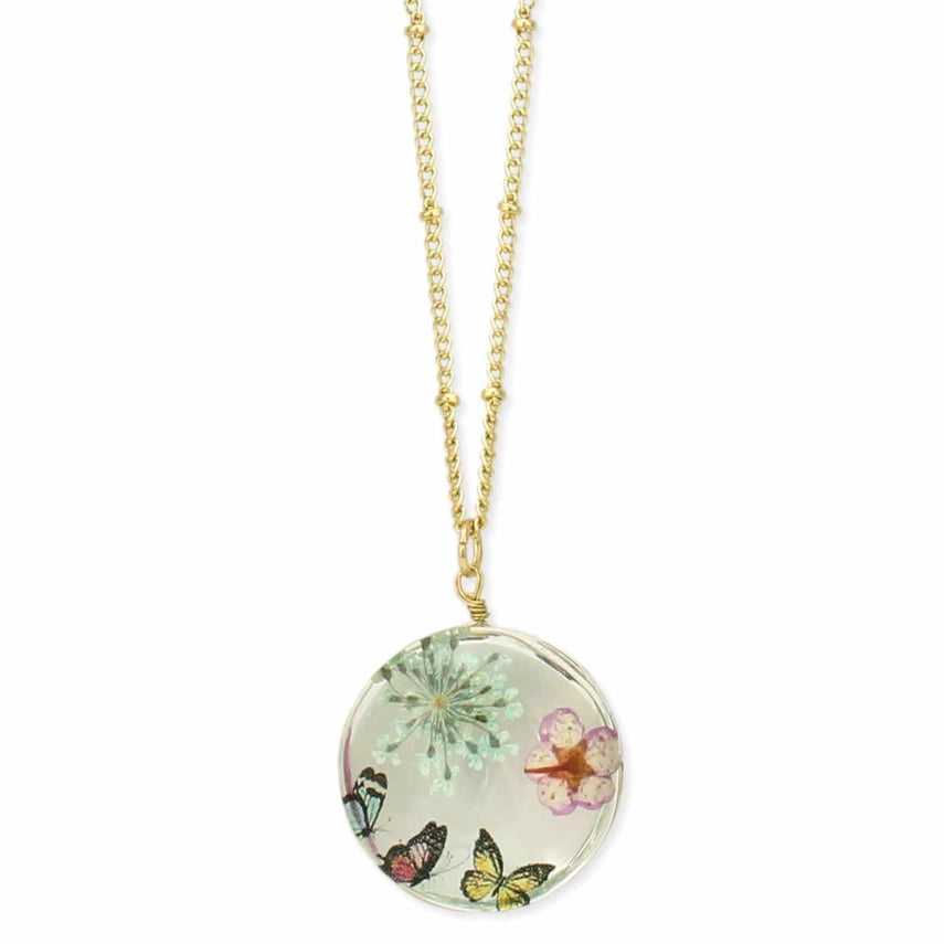 Floral Butterfly | Dried Flower Necklace