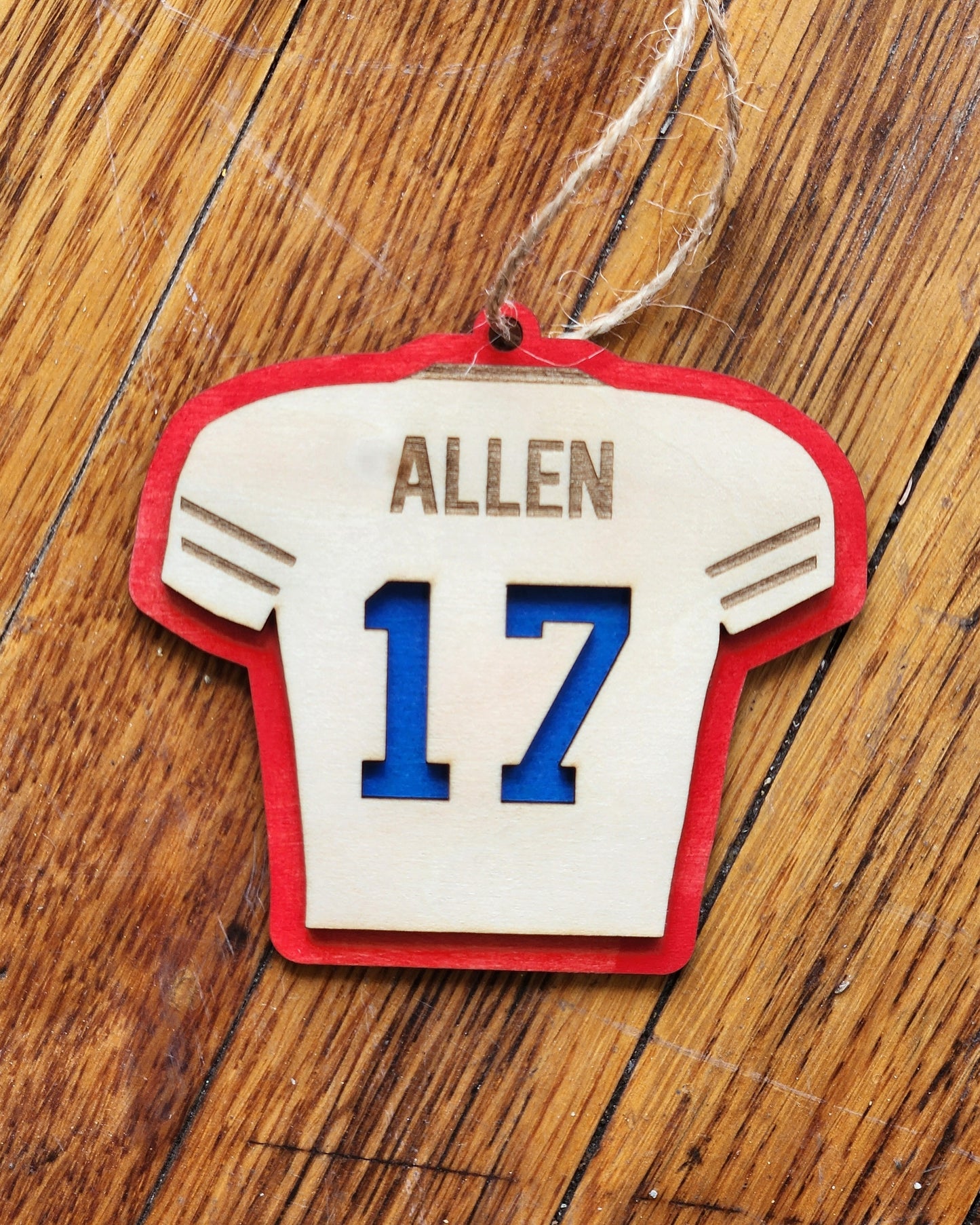 Allen Jersey Wood Ornament | Buffalo Bills