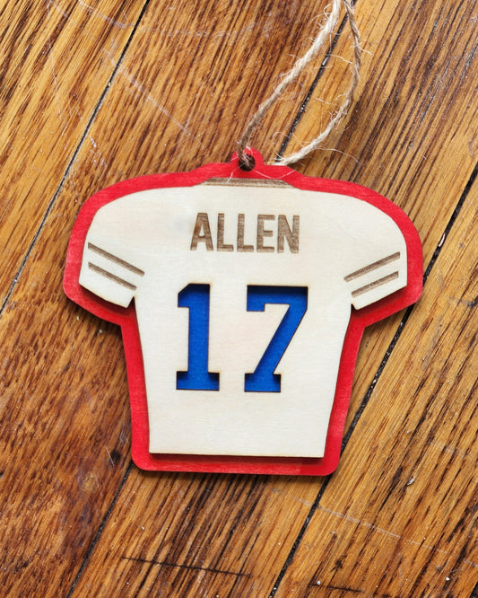 Allen Jersey Wood Ornament | Buffalo Bills