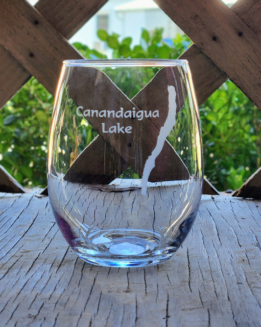 Stemless Wine Glass 15oz | Canandaigua Lake, NY